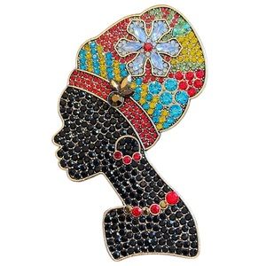 Colorful Rhinestone Woman Pin